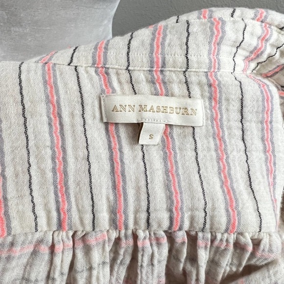 Ann Mashburn Knit Blouse Women's S Pink Stripe V-neck Relaxed Balloon Sleeves - Picture 6 of 8